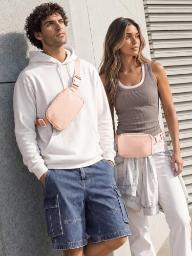 Image of ODODOS Unisex Mini Belt Bag with Adjustable Strap Small Fanny Pack for Workout Running Traveling Hiking, Pale Coral