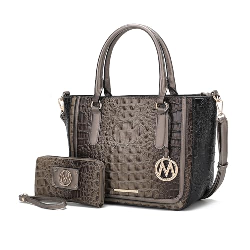 Image of MKF Collection Satchel Bag for Women's Crocodile Embossed Vegan leather Crossbody Tote Handbag Top-Handle Purse by Mia K