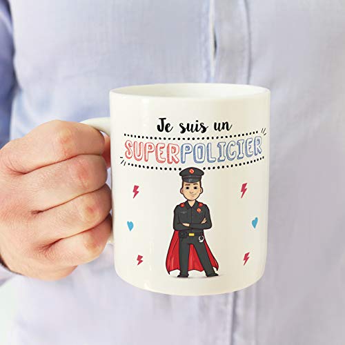 MUGFFINS (Taza en francés) Policeman Tazas originales de café y desayuno para obreros profesionales. Soy un Super… - Imagen 6