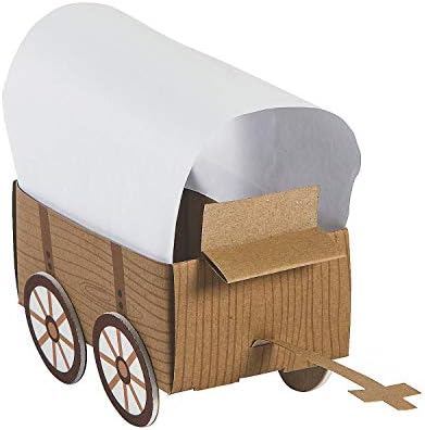 Fun Express 3D Western Covered Wagon Craft Kit Makes 12 - Cowboy Party Favors for Kids Birthday & Rodeo Themed Celebrations | VBS Vacation Bible School Supplies with Easy Assembly Instructions image 2