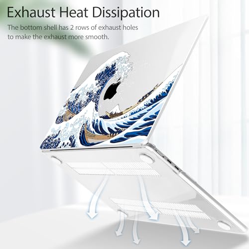 Image of Tuiklol for MacBook Air 13 inch Case M5 2026 M4 2025 M3 2024 M2 2022 Release Model A3449 A3240 A3113 A2681,Plastic Hard Shell Cover for MacBook Air 13.6 with Touch ID, Sea Wave