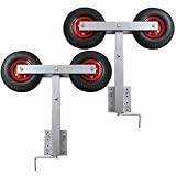 Bendmaxx Bootstrailer-Stützen Doppelrad 2er-Set höhenverstellbar 59-84 cm Stahlrahmen mit Gummi-Rädern für Bootsanhänger und Hafentrailer sichere Bootslagerung und Transport