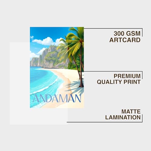 Image of CodersParadise Andaman Premium Framed Wall Poster(12x18Inch) |Tropical Beach & Island Scenery Wall Art |Ready-to-Hang Aesthetic Home Decor for Bedroom, Living Room & Office | Wall Mount Display Frame