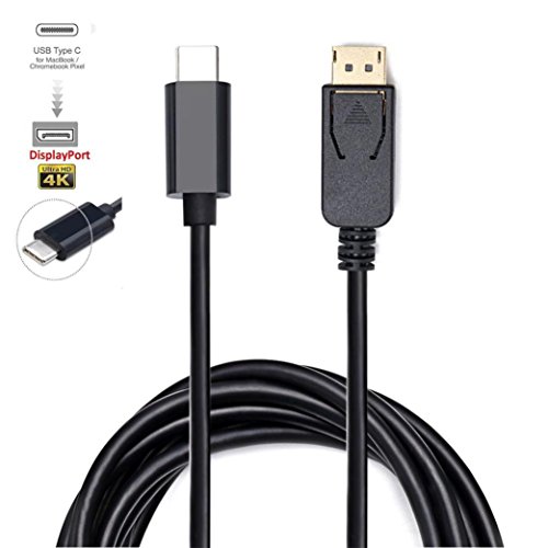 Coohole USB-C To Display Port 4K 60Hz Cable, Black (Thunderbolt 3 Port Compatible)