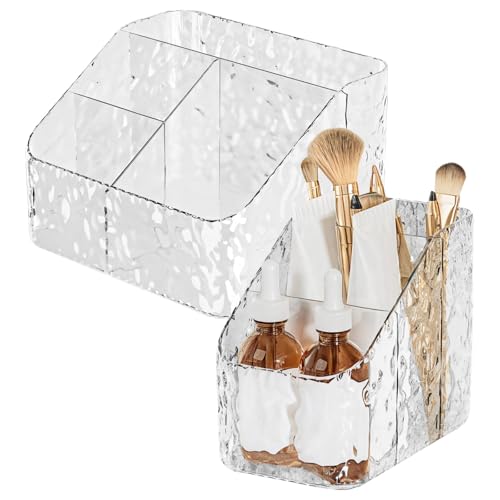 wkao Clear Corrugated Storing Boxes, Counter Coffee Condiment Holder, Two Pieces Acrylic Coffee Holder, Coffee Bar Implements