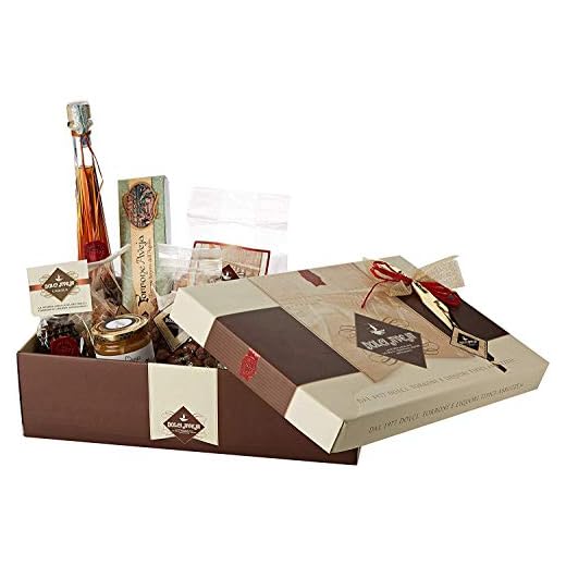 Coffret Cadeau Magnifico - Millefiori Miel, Nougat de L'Aquila, Liqueur Amaro, Biscuits au Cœur de Cerise Noire, Biscuits au Chocolat, Amandes au Sucre, Ferratelline au Chocolat Noir - Dolci Aveja