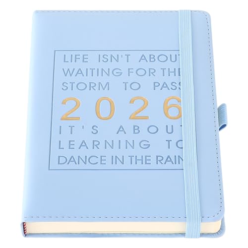 Mljtoyo Agenda 2026, una página por día, agenda diaria A5 de enero de 2026 a diciembre de 2026, organizador mensual con soporte para bolígrafos, marcadores y bolsillo interior