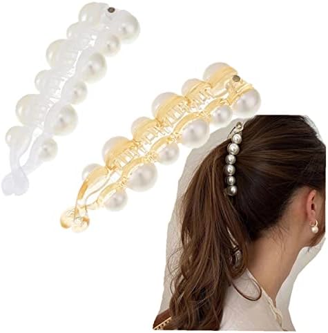 2 Piece Pearl Hair Clip Hair Clip Jewelry Banana Clip Headgear Women's Hair Clip Girls Ponytail Hair Clip Hair Clip Accessories