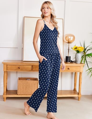 Image of Ekouaer Womens Y2K Cami Pajama Set with Flare Pants, 2 Piece Lace Trim Sleepwear Spaghetti Strap Pjs Set XS-2XL