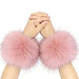 Winter Arm Cuffs - Furry Cuffs for Wrists Adult, Arm Sleeves for Women Girls Winter Holiday Party Outdoor Ice Skating Skiing Snowboarding Cosplay Costume Warm Fashion Accessories Gift