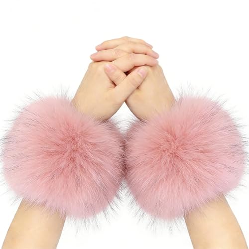 Winter Arm Cuffs - Furry Cuffs for Wrists Adult, Arm Sleeves for Women Girls Winter Holiday Party Outdoor Ice Skating Skiing Snowboarding Cosplay Costume Warm Fashion Accessories Gift