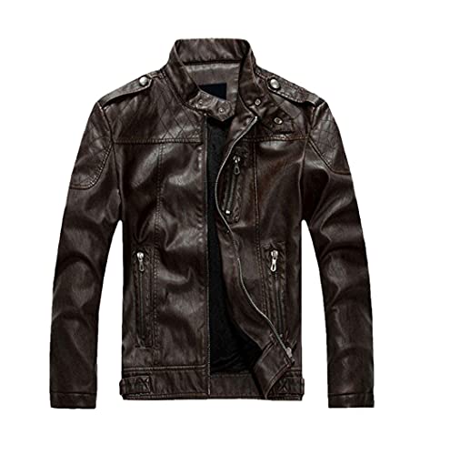 Veste de moto en cuir véritable pour homme marron coupe haut de gamme XXXL