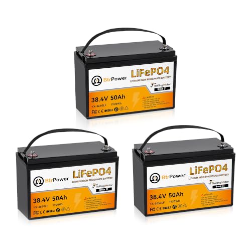 Image of 3 Pack 36V 50Ah Trolling Motors Lithium Li FePO4 B attery, Built-in 50A BMS | 1.2C Discharge 60A Current,Deep Cycle Group31 Lithium B attery, Perfect for Trolling Motor,RV, Boat, Marine, Solar
