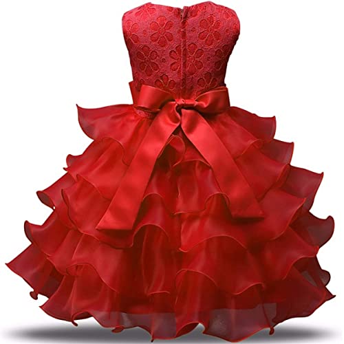 Image of NNJXD Toddler Baby Tulle Flower Princess Wedding Dress Girls Birthday Dresses