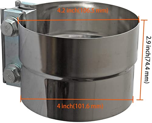 Image of 4 Inch Lap Joint Exhaust Pipe Muffler Clamp Band - 304 Stainless Steel (4 Pack)