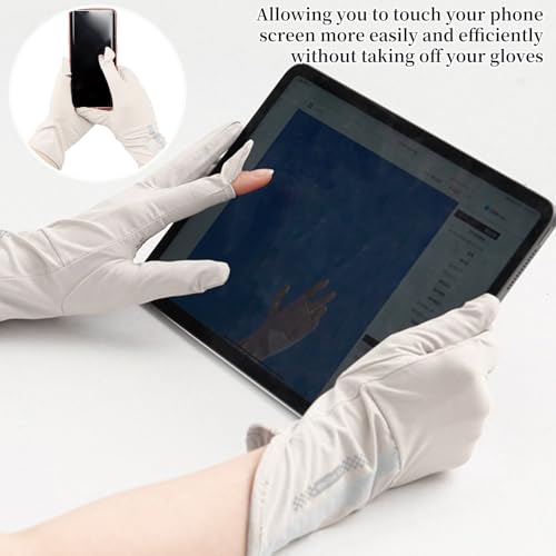 nalaina UV Protection Driving Gloves Women, Non Slip Touchscreen, Ultra Thin Full Finger, Cycling Gloves for Women, Beige