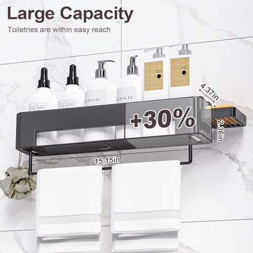 necvha Rustproof Shower Caddy, 4 Pack Shower Shelf No Drilling, 15.15in Large Capacity Shower Shelves Wall-Mounted Bathroom Organiser Storage (Black) - Cosy Home Interiors necvha Rustproof Shower Caddy, 4 Pack Shower Shelf No Drilling, 15.15in Large Capacity Shower Shelves Wall-Mounted Bathroom Organiser Storage (Black) - Image 2