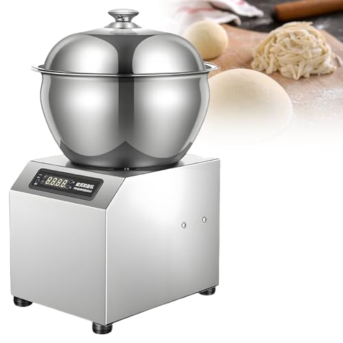 Impastatrice a Spirale in Acciaio Inox da 2200 W per impieghi gravosi con Timer e Coperchio, Doppia Rotazione per impastare in ristoranti, pizzerie e panifici - capacità 5 kg, 8 kg