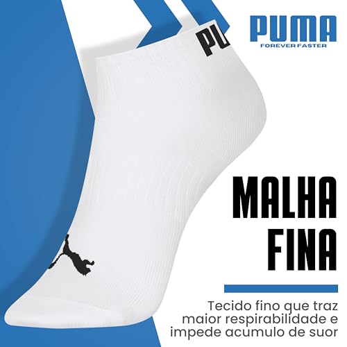 Kit 06 Pares Meias Sapatilha Cano Curto Esportiva Masculino Puma | 3 Preto - 3 Branco | 39-43