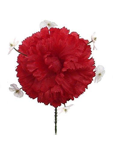 Larksilk 1000 Carnation & Baby's Breath 4.5" Red Artificial Silk Flower Picks -Multiple Colors Available - Perfect for Home Decor, Weddings, Centerpieces, Floral Arrangements