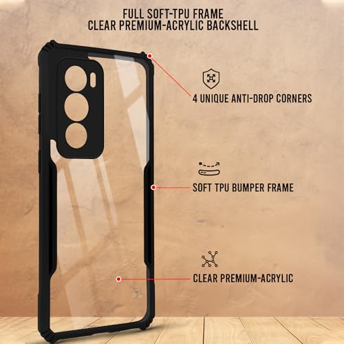 Image of Jkobi Back Cover Case for Oppo Reno12 Pro 5G | Oppo Reno 12 Pro 5G (Shockproof with Polycarbonate Clear Panel | Professional Black)