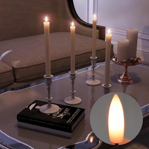 Image of Rechargeable Flameless Taper Candles with Remote, Charging Station, 6 Pcs