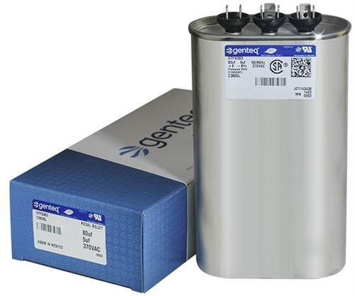 (2) Pack - Genteq - 80 + 5 uF MFD x 370 VAC GE Industrial Replacement Dual Capacitors Oval # C3805L/97F9383