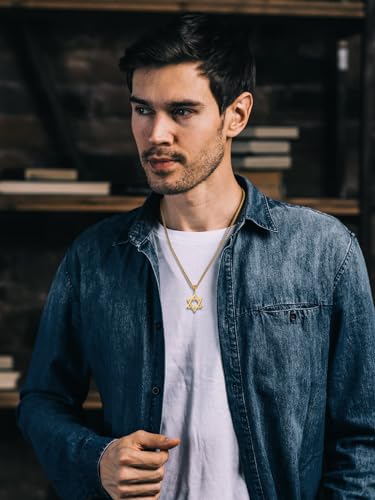 Richsteel Star of David Necklaces for Women Mens Stainless Steel/18K Gold Plated Hexagram Pendant Jewish Israel Jewelry2