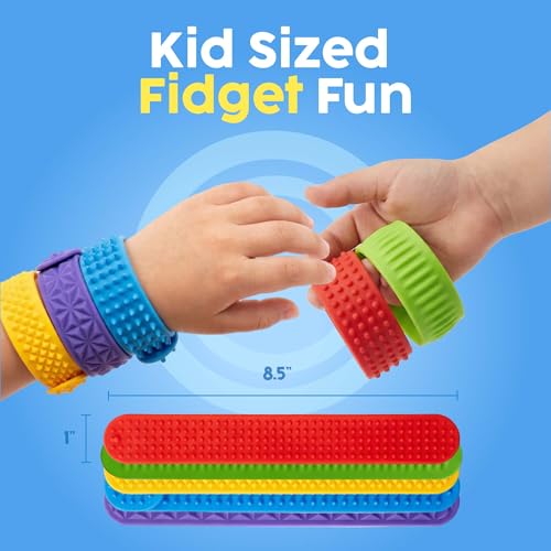 Image of BUNMO Sensory Slap Bracelets - 6 Pack, Textured Sensory Bracelet Fidget Toys for Boys & Girls - Sensory Toys for Kids 3+