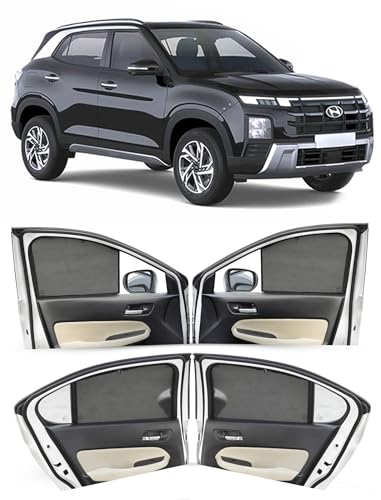 Image of Autofact Car Sunshades for Hyundai Creta New (2024 to 2025), UV Protection, Useful Car Accessories, Custom fit Sun Shades for Side Windows, Set of 4