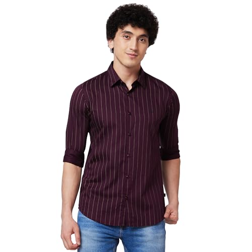 Image of Spykar Men's Regular Fit N /A Full Sleeve Striped Casual Shirts