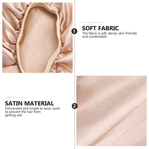 Boina de cetim longo para dormir da PIXNOR, chapéus de noite de faixa larga, touca de seda, cor lisa