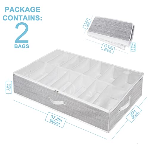 Image of Shoe Organizer Under Bed,Underbed Shoe Storage Boxes Bins,Sturdy Organizador De Zapatos,Extra Large Zapateras Organizer for Closet,Men Women Kids Shoes,High Heels,Short Boots,Sneakers,White,Set of 2