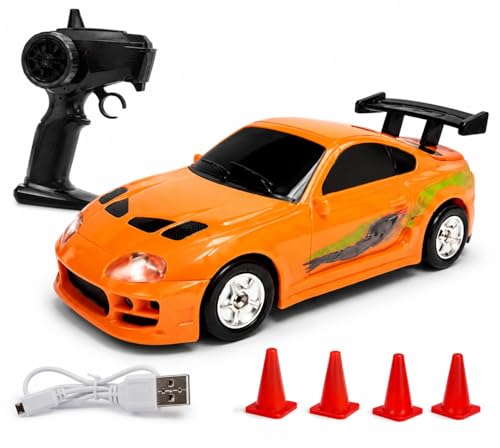 Image of Remote Control Sports Car & Off-Road SUV Toy for Kids, High Speed RC Racing with Wireless Remote, Realistic Lights & Premium Design Gift for Boys Girls (1:64 Supra CAR)