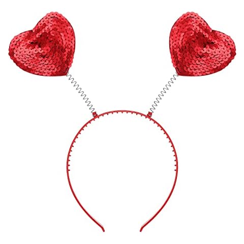 WLLHYF Glitter Red Heart Headband for Women Cover