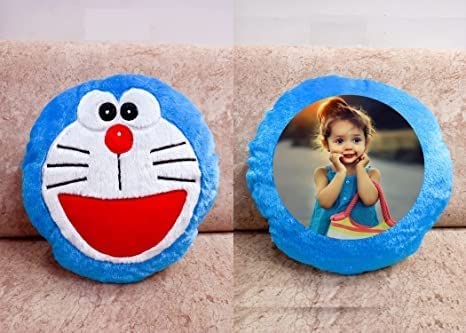 BUSINESS TALES Customised Face Pillow for Kids (Doremon, Blue)-image-1