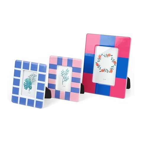 Gurfuy Set of 3 Picture Frame Tabletop - Colored Ceramic Photo Frames Table Top Display 2 of 2x3”, 1 of 3x5” Horizontal Vertical Formats for Home Hotel Decor (Can’t for Wall) Colored C Cover