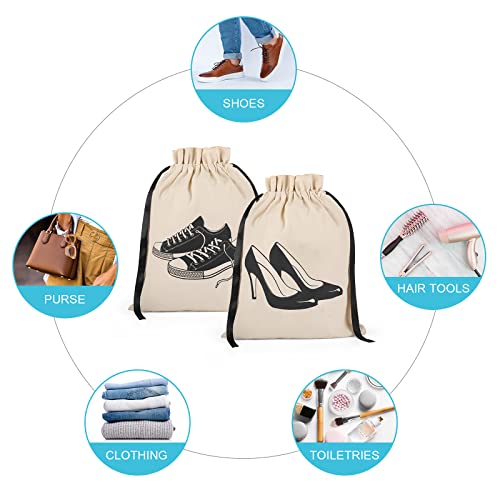 Xiboya Textile 4 Pack Shoe Bags For Travel, Cotton Breathable Dust-Proof Drawstring Storage Pouch Multi-Functional Bag, Travel Shoe Bags For Packing,Packing Bags For Suitcases, Shoe Bag For Commute #TOP6