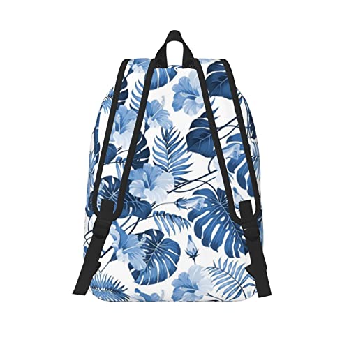 Sac à dos ordinateur portable M grand modèle imprimé fleuri bleu