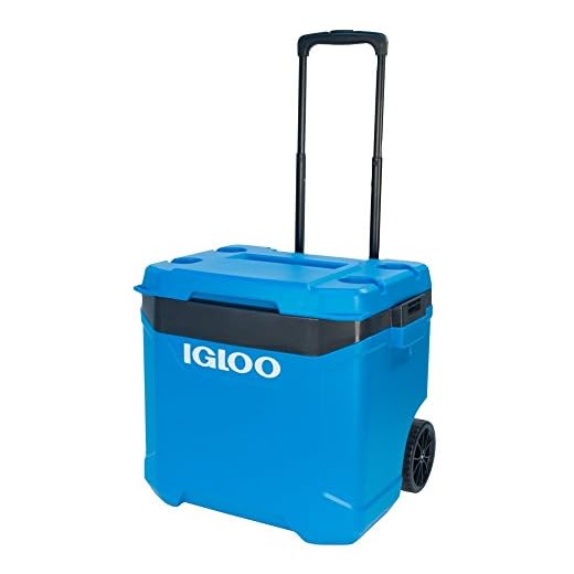 Igloo Latitude 60qt Roller Cooler, Fiesta Blue/Obsidian Gray