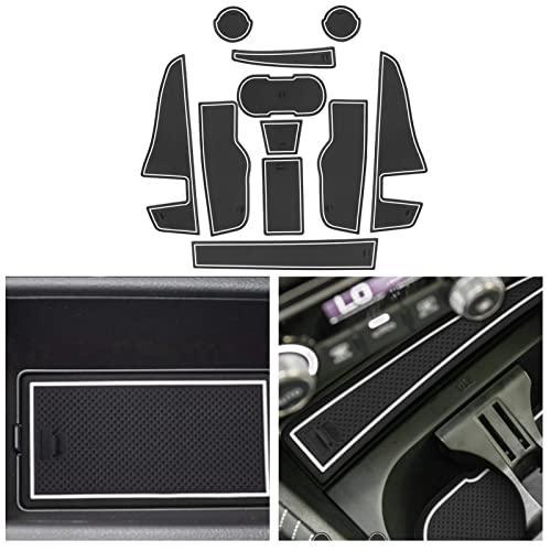 ZCLINKO Compatible avec Audi Q2 2017 2018 2019 2020 2021 2022 Voiture Tapis Antidérapant,Tapis en Caoutchouc pour Console Centrale, Accoudoir,Porte-Gobelet,Accessoires Voiture pièces (Blanche)