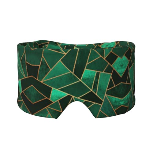 ブラック&ゴールド 幾何学プリント スリープマスク 男女兼用 ソフトアイカバー 防音 睡眠 イヤーマフ ヘッドバンド 旅行 昼寝