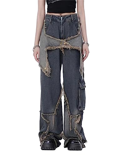 Aelfric Eden Men's Denim Jeans Distressed Patchwork Star Pants Womens Vintage Jeans Trouser