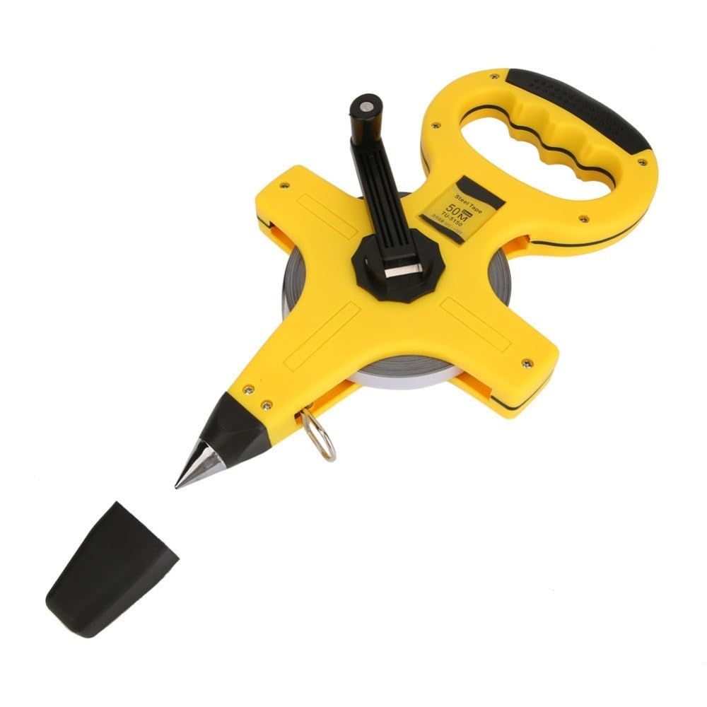 Open Reel Tape Measure, 50 m, TU-5150 | TU-5150 Model, 0.2 Mm Accuracy, 315 Mm Body, Heat Treated Design, Yellow Plastic Grip