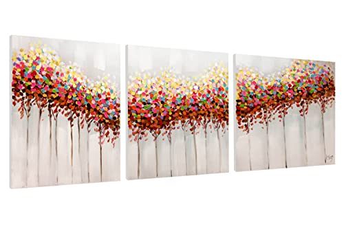 Kunstloft® Cuadro en acrílico 'Bosque Soleado' 150x60cm | Original Pintura XXL Pintado a Mano sobre Lienzo | Abstracto Decoración Multicolor | Cuadro acrílico de Arte Moderno