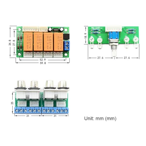 Relé de audio de 4 vías con interruptor rotatorio para selección de señal de sonido 5