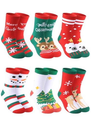 Lounwee Weihnachtssocken Kinder mit Frottee-Sohle: Lustige...