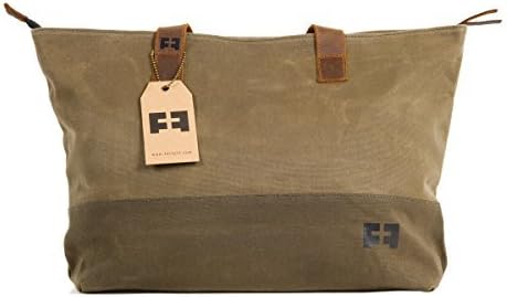 the SMALL TOTE | Waxed Cotton Canvas small shoulder tote bag with leather straps