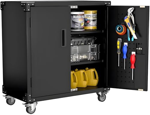 ActiveTrail Metal Storage Cabinet, with 2 Adjustable Shelves, Lock and