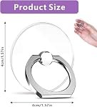 Support de Téléphone Anneau, 4Pcs Support Anneau Transparent, Rotation à 360 Degrés et Anneau de Poignée Flip à 180 ° pour la Plupart des Téléphones Tablette (Rond)
